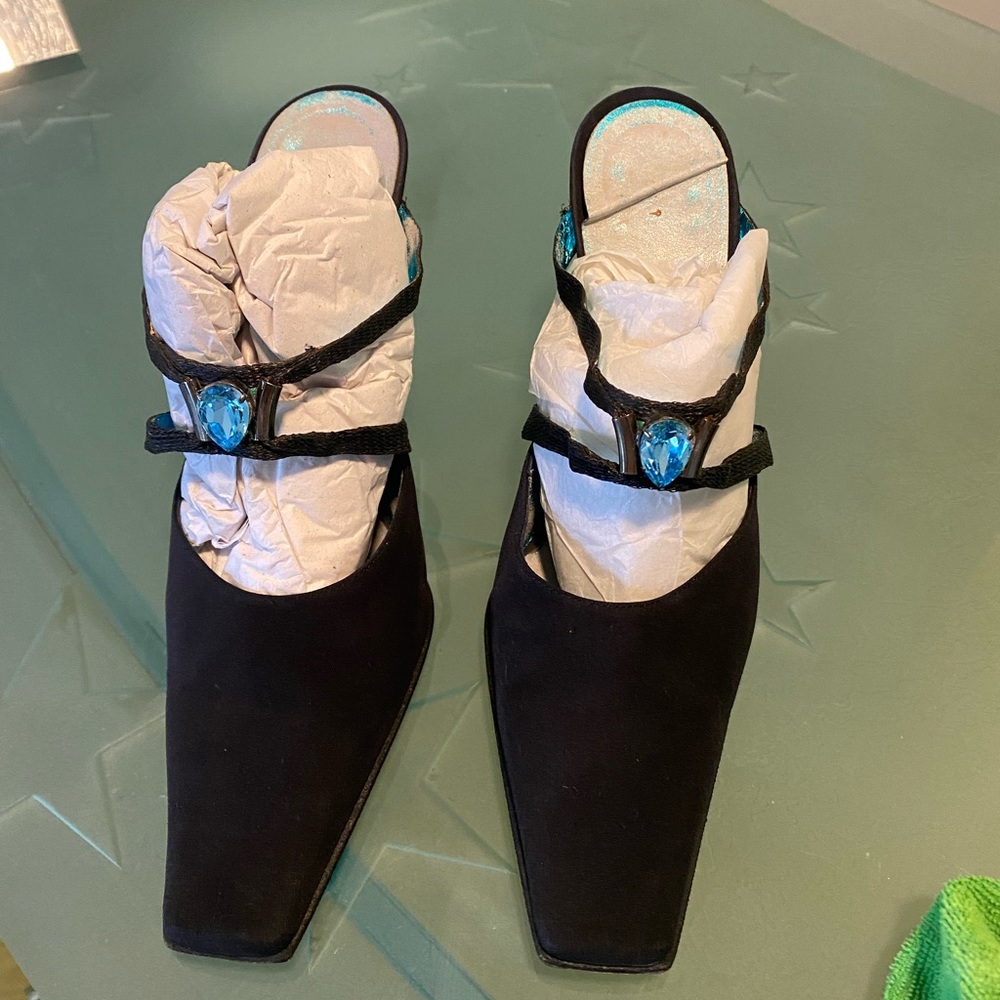 Giuseppe zanotti aquamarine stone heels